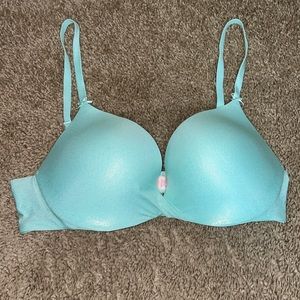 Victoria’s Secret Plunge Push-up Aquamarine Glitter Shimmer Bra 36B